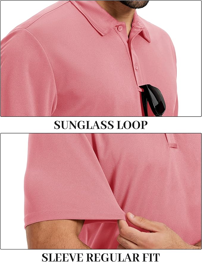 TACVASEN Mens Polo Shirts Short Sleeve Dry Fit Performance Breathable Golf Shirt with Collar Tennis Casual Business Work