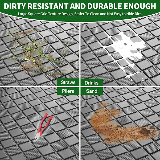 Golf Cart Floor Liner Mat 8mm Thick Rubber Full Coverage Fit for Club Car Precedent 2004-2025 / Onward & Tempo 2017-2025 / Villager & V4L 2019-2025 Carts Upgraded Non-Slip Mats Replacement