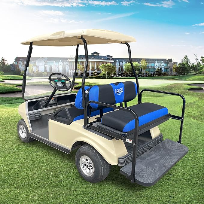 10L0L Golf Cart Front Rear Seat Cover Set for EZGO TXT RXV & Club Car DS 2000-up(Flat Backrest), Made w/ 3D Air Mesh Polyester Fabric Breathable Washable