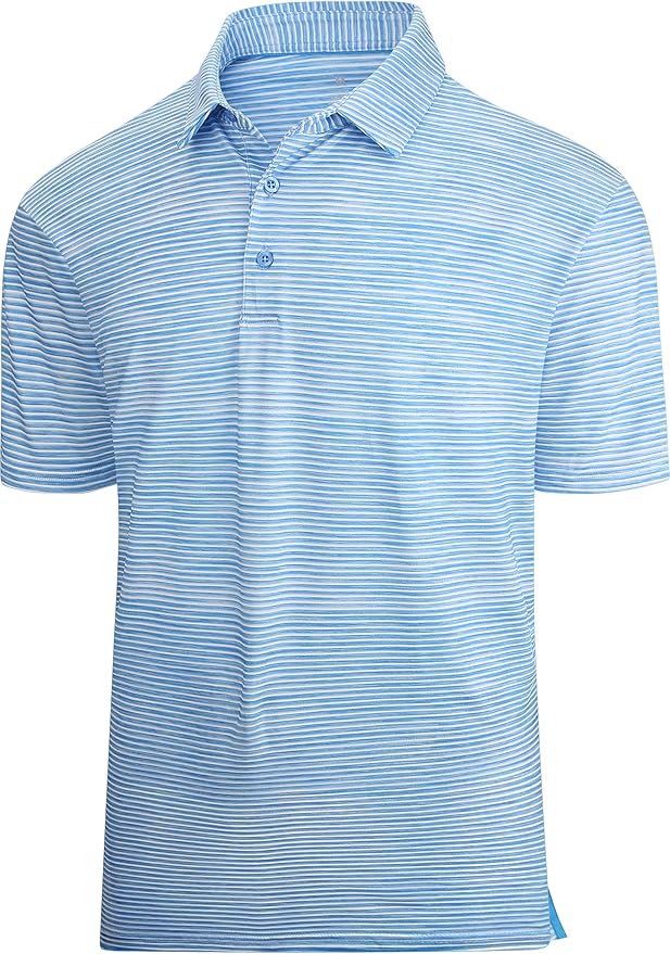 Esabel.C Jacquard Golf Shirts for Men Moisture Wicking Short Sleeve Performance Dry Fit Active Mens Polo Shirts