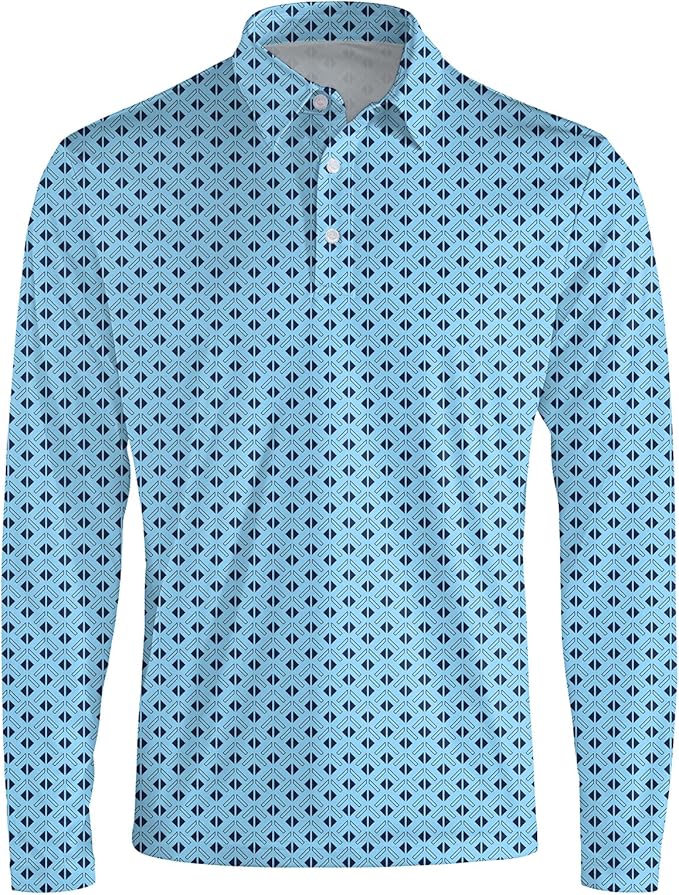Men's Long Sleeve Golf Shirt Quick Dry 3 Button Work Fishing Outdoor Casual Collar Shirt