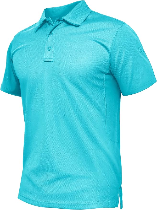 TACVASEN Mens Polo Shirt Short Sleeve Tactical Performance Collared Work Golf Shirts Dry Fit Pique Polos for Summer