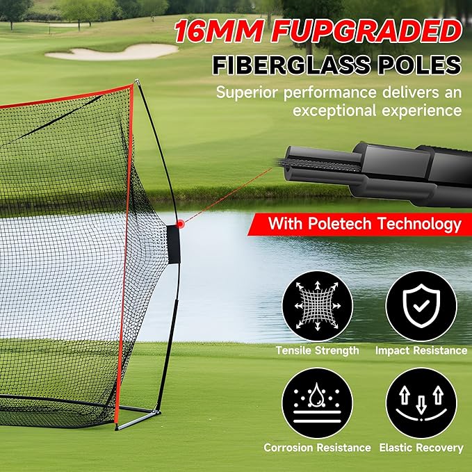 Golf Net, 10x7ft Golf Hitting Nets with a Turf Mats, Golf Practice Net for Backyard,Garage, Terrace Equipped with Noise Free Target, Great Gift for Fathers, Husbands and Professional Golfers