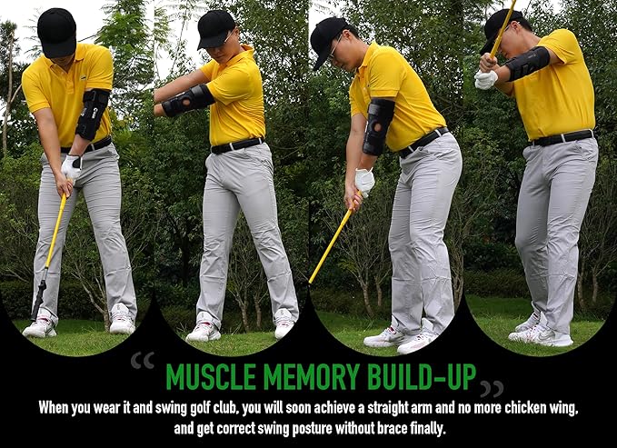 GAIARENA Golf Training Aid Straight Arm Elbow Brace Swing Trainer, Straight Away Swing Trainer Aid to Eliminate Chicken Wing Swing Golf Accessories Practice Equipment Gifts for Men Women Beginner