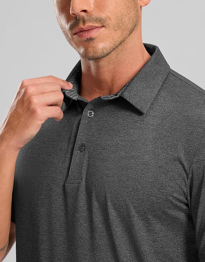 Golf Shirts Heather Polo Short Sleeve Dry Fit Lightweight Moisture Wicking Collared Shirts Casual Athletic Business