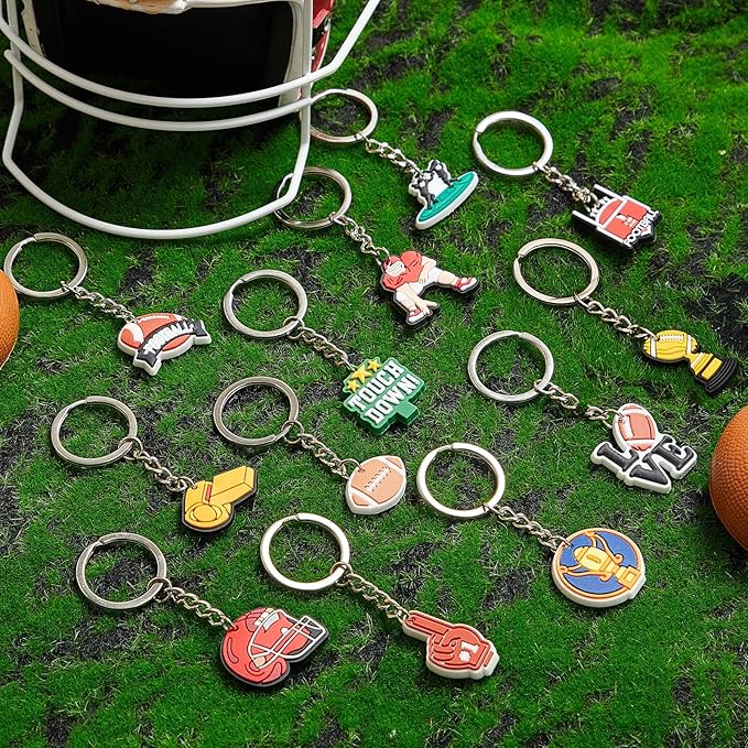 Batiyeer 36 Pack Football Keychains Bulk Party Favors Sports Ball Key Chains Funny Keyring Gifts for Women Men Birthday Supplies