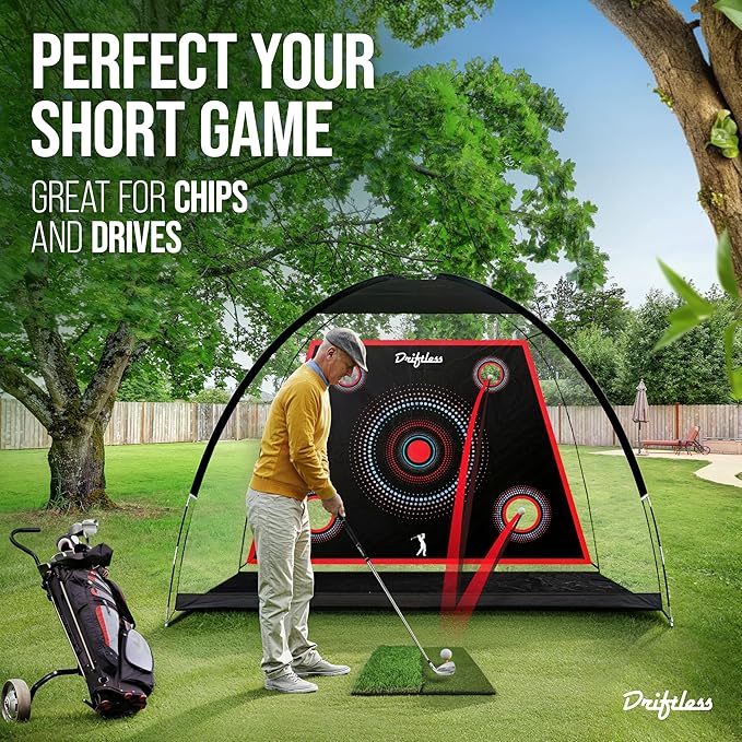 Golf Net – 10x7 ft Practice Net for Backyard Driving, Indoor Hitting Net with Mat, A Great Gift for Golfers or Dad – Golf Training Aid