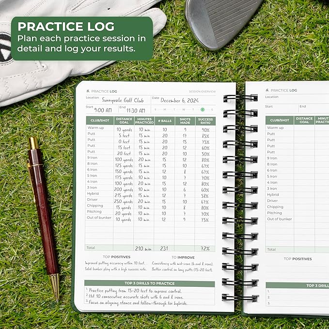 Clever Fox Golf Log Book – Small Training & Scorecard Journal – Pocket Notebook – Golf Practice Accessories & Gifts Ideas for Men (Forest Green)