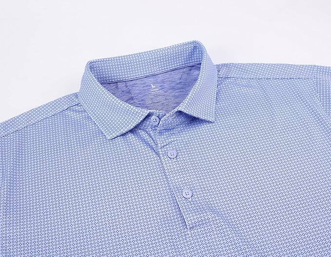 Alex Vando Mens Golf Shirt Moisture Wicking Classic Print Golf Shirts for Men