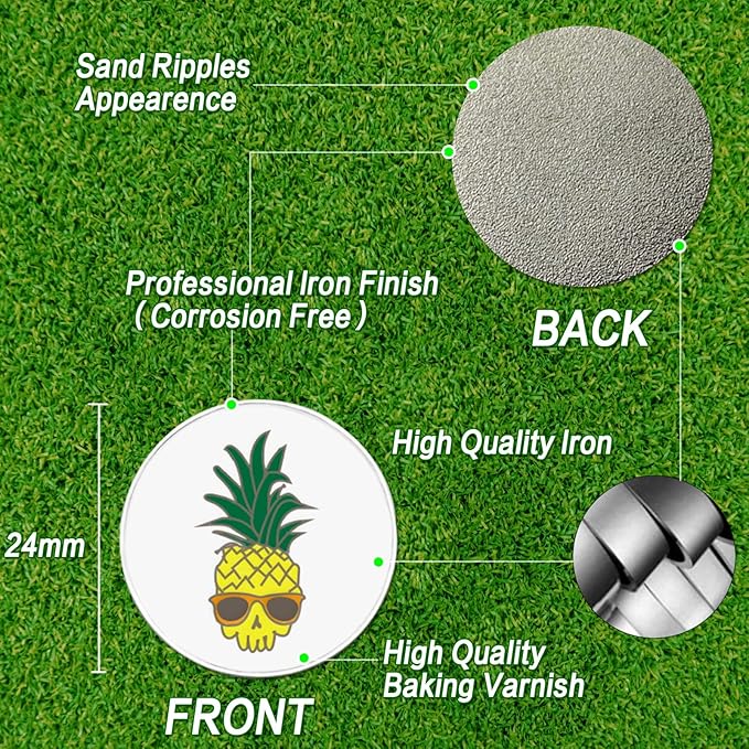 FINGER TEN Golf Ball Marker with Hat Clip Markers Assorted Patterns Value Gift Set Mark Golf Divot Tool Accessories for Men Women Kids