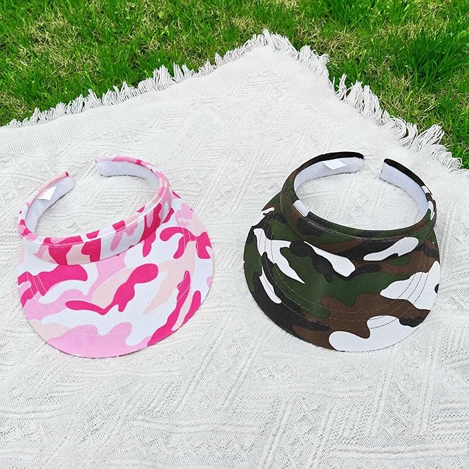 2 Pack Visor Women Men Sun Hat Clip On Visors Adjustable Sport Wide Brim Cap