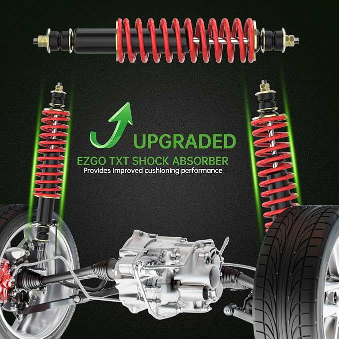 10L0L Heavy Duty Coil Springs Front/Rear Shock Absorber Kit for EZGO TXT, Medalist 1994-up Gas or Electric Golf Cart, OEM# 70928-G01 70630-G01 76418-G01 (Red)