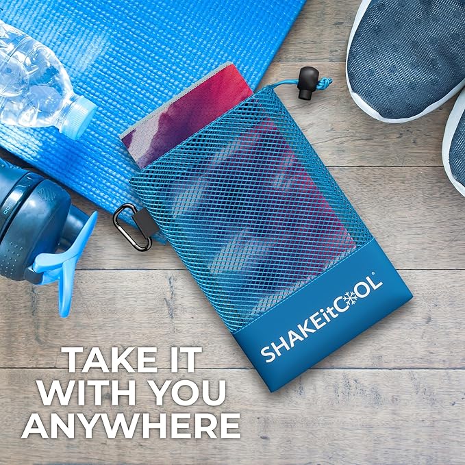 SHAKEitCOOL Extended Size Cooling Towel – Be Cool in Style - Heat Relief, Soft, Lightweight, Sun Protection, Easy Clean - Perfect for Biking, Hiking, Running, Yoga, Golf, Gardening - Tie Dye Ring M
