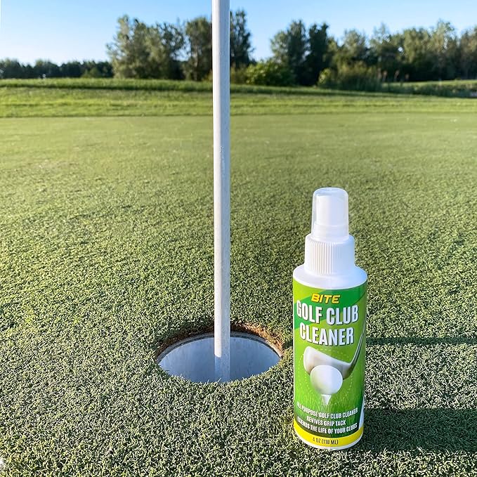 Bite Golf Club Grip Cleaner Spray | Keeps Clubs, Irons, and Drivers Clean | Use With Cloth, Brush, or Bottle Brush Refill | Restore Grip Tack