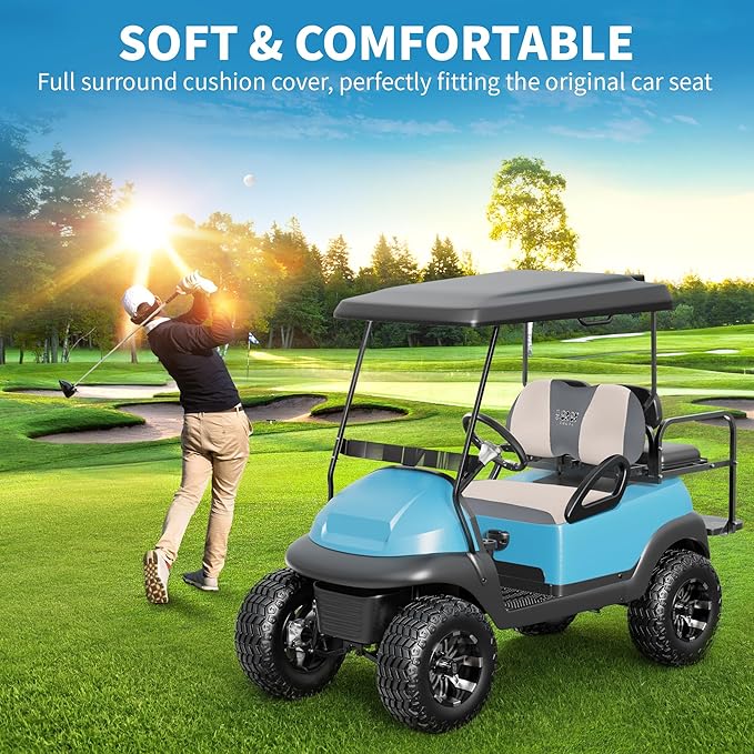 10L0L Golf Cart Seat Covers Universal for Yamaha G29 Drive2 Club Car DS Precedent Tempo Standard Front Seats, Breathable Mesh Bench Seat Cover, No Drilling Seat Cushion - All-Season Comfort