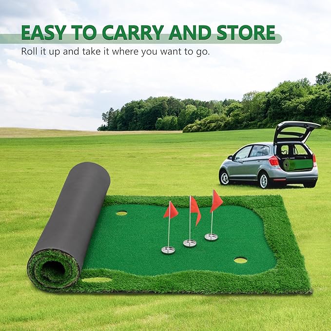 Golf Putting Green, Large Professional Golfing Training Mat, Practice Putting Green Mat for Indoor Outdoor