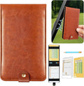 Magnetic Golf Scorecard Holder All-in-One, High-End Leather Golf Yardage Book Holder, Scorecard Book Yardage Book Cover Universal Fit for Scorecard, Golf Accessories Fit for Most Back Pocket