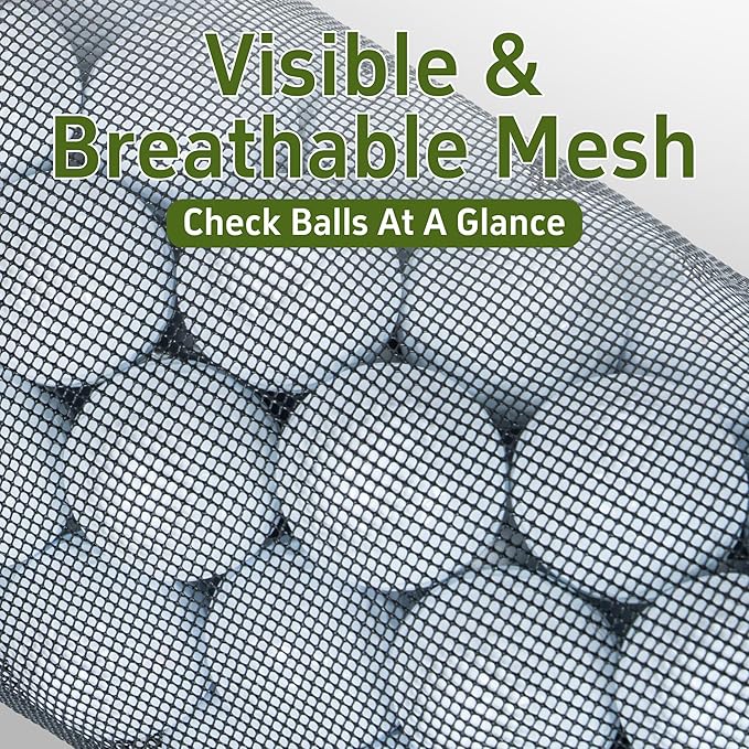 AKOZLIN Golf Ball Shag Bag with Detachable Aluminum Alloy Tube Golf Ball Retriever Large Capacity Shags Bag for Golf Ball Shagger Hold Up to 90 Balls