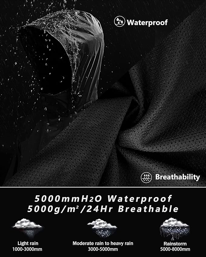 33,000ft Men's Rain Suit Packable Waterproof Lightweight Rain Gear for Golf Hiking Cycling 2 Pieces(Rain Jackets and Pants)