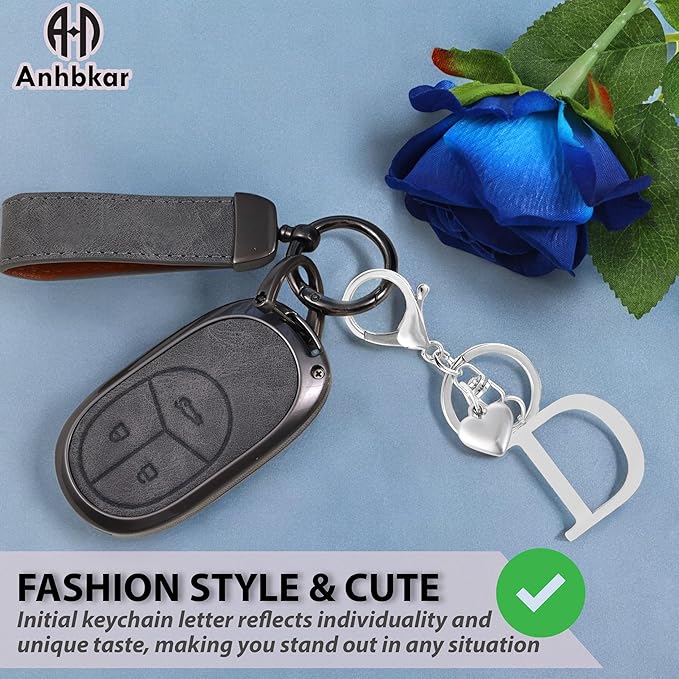 Metal Heart Alphabet Keychain for Women, Girls - Cute Initial Letter Accessories for Purse, Bag Charms and Backpack