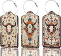 Western Bull Skull Luggage Tag, 3 Pack Luggage Tags for Suitcases, Cute Suitcase Tags Identifiers Bag Tags with Privacy Flap, Baggage Name Tag for Women Men Luggage Backpacks & Bags