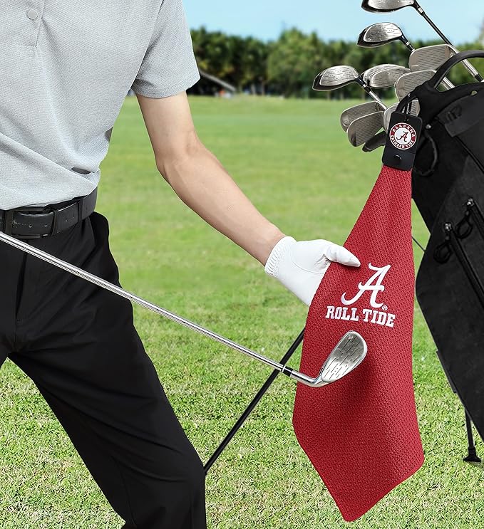 Magnetic Golf Towel Alabama University - Waffle Weave Microfiber Towel with Ultra Strong Magnet & Clip for Secure Hold on Golf Bags, Ideal for Clubs & Accessories for Men & Women by Playing It Forward