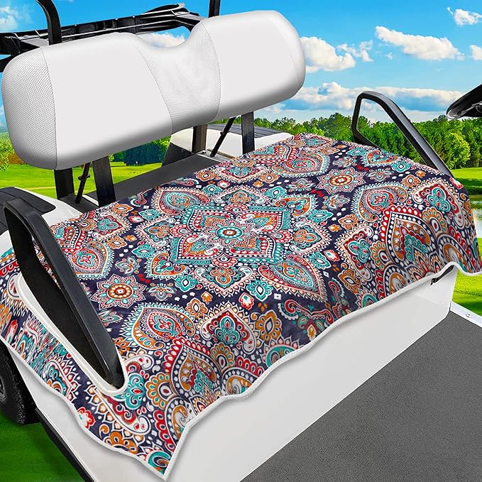 Golf Cart Seat Covers, Golf Cart Seat Towel Blanket, Suitable Yamaha, EZGO, Club Cars, Icon and More 2-Seats Cart, 100% Microfiber, Essential Golf Cart Accessories, 51'' x 31''