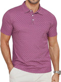 Lexiart Mens Golf Shirt Short Sleeve Dry Fit Print Moisture Wicking Performance Patterns Collared Polo Shirt with Pocket