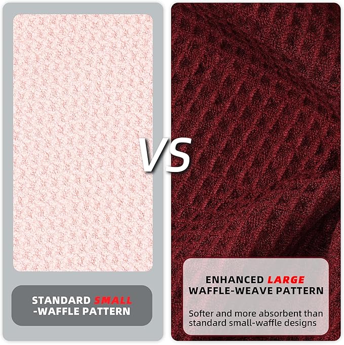 Mile High Life Premium Waffle-Weave Golf Towel | 16" X 24" | Extra Absorbent & Quick-Dry | Ultra-Soft Microfiber | Carabiner Clip | Multi-Color Options | Golf Accessory for Men & Women, Wine Red