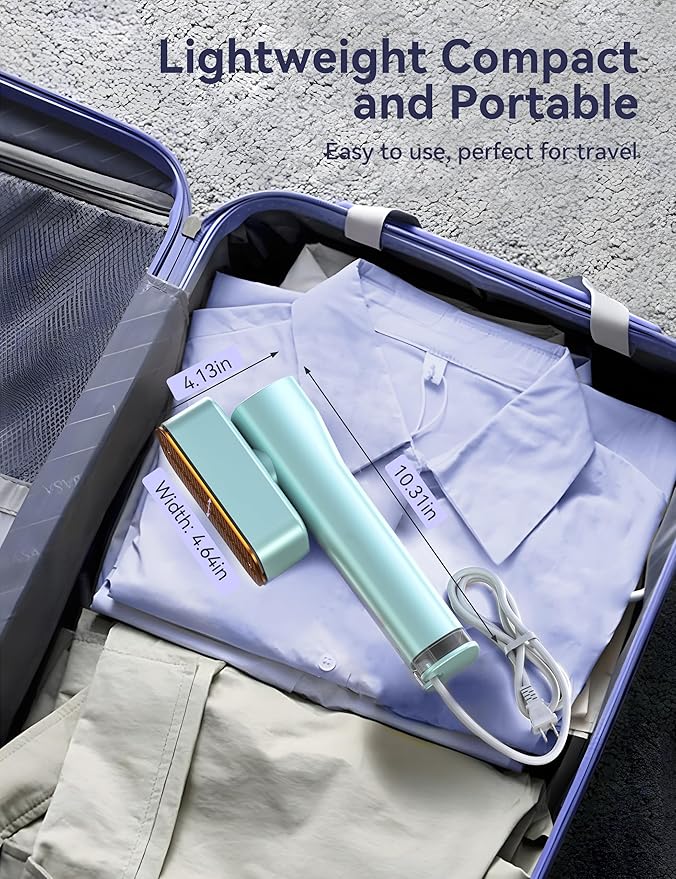Steamer for Clothes,Sundu Portable 2-in-1 Travel Steamer&Iron,15s Fast Heat-up,100ml Water Tank,Ironing Gloves,25 Min Powerful Continuous Steam,1200W&4 Modes Light Steam Iron for Travel&Home(Green）
