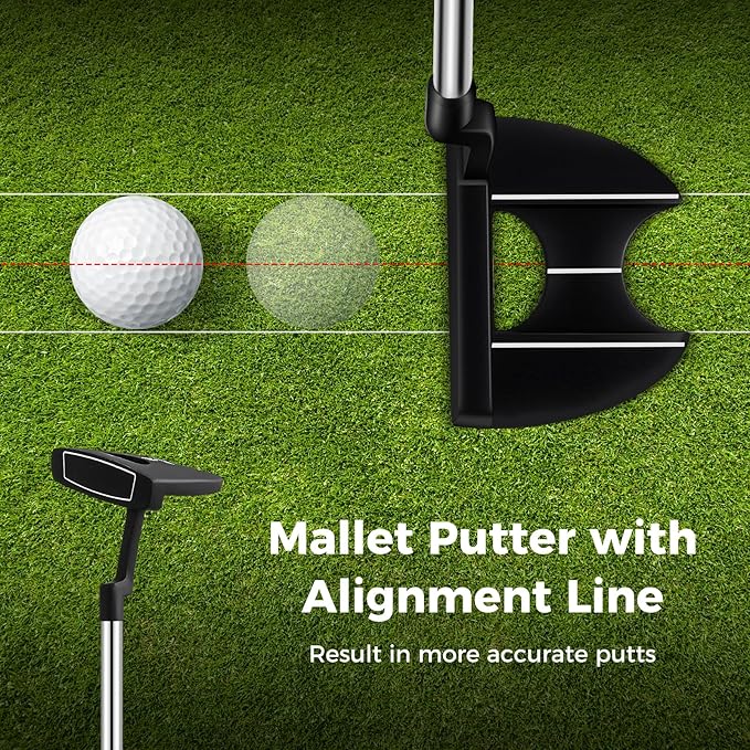 ULTIMATE Left Handed Golf Clubs for Men, 10pcs Men's Complete Golf Club Set Includes 460cc #1 Driver, #3 Fairway Wood, #4 Hybrid, #6/#7/#8/#9/#P Irons, Putter