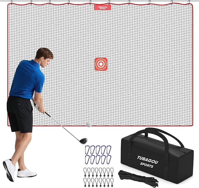 Golf Practice Net, Heavy-Duty Multi Sports Netting Barrier 10FT | 15FT |20FT |25FT Golf Hitting Net for Garage, Ideal for Backyard with Baseball, Softball, Hockey, Soccer and More