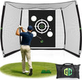 GrdnCare Heavy-Duty Golf Hitting Net 10x8x5.5 FT- Golf Practice Net with Silent Target Tarp, 5-Ply Net, Mat & Tee, Steel Tubes, Poles & Carry Bag - Golf Nets for Backyard, Indoor, Outdoor & Garage