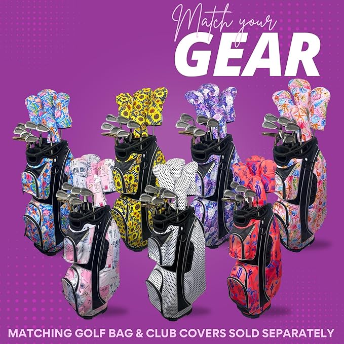 Taboo Fashions Designer Resort Golf Club Covers for Women - Numbered Golf Headcovers Set for Driver, Woods & Hybrid - Weather/Moisture Resistant Protection, Pack of 4