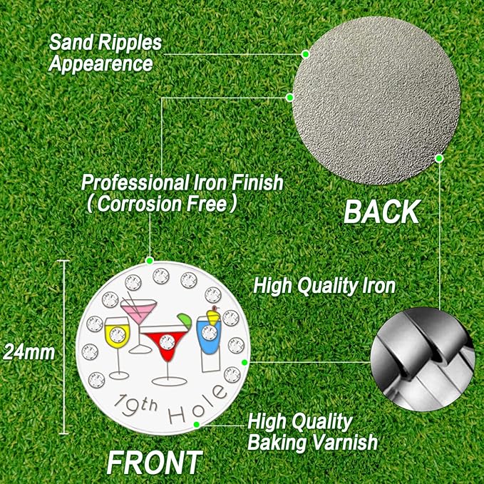 FINGER TEN Golf Ball Marker with Hat Clip Markers Assorted Patterns Value Gift Set Mark Golf Divot Tool Accessories for Men Women Kids