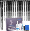 Geoleap Golf Grips Set of 13- Grips with Tapes and with All Repair Kits for Choice,Hybrid Golf Club Grips,Standard/Midsize,All Weather Contral, High Feedback & Traction.