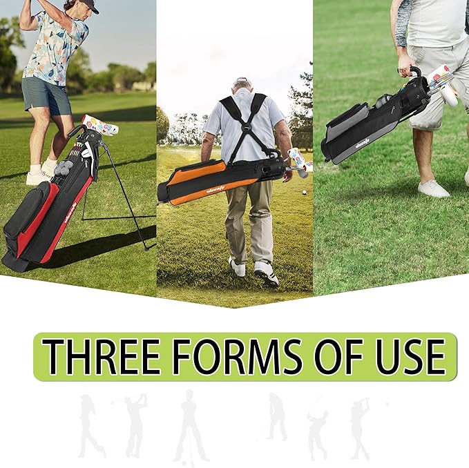 Golf Stand Bag,Lightweight Small Golf Bag,Medium Golf Carry Bag, 2-3Way Divider Men and Women with Adjustable Shoulder Strap Multiple Pockets with Golf Putter Covers