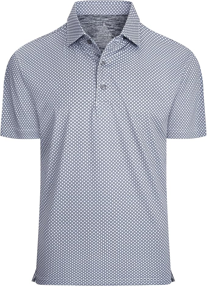 Alex Vando Mens Golf Shirt Moisture Wicking Classic Print Golf Shirts for Men