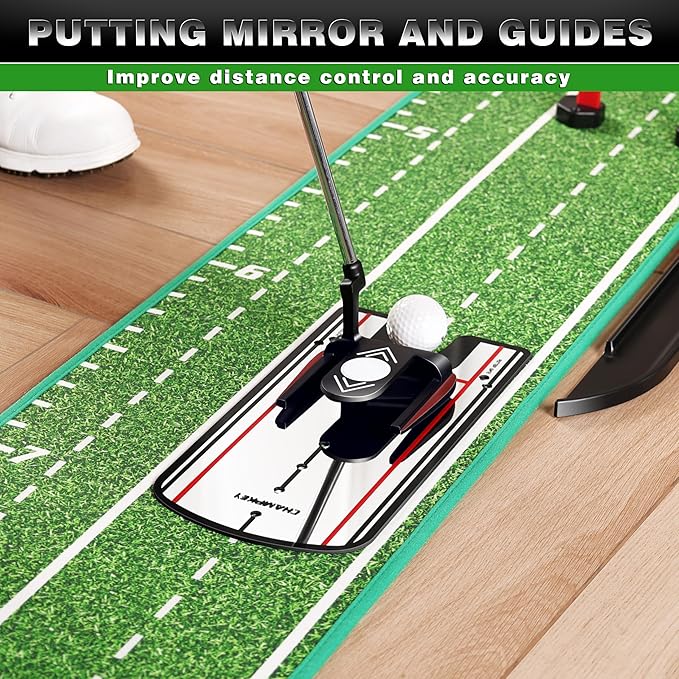 CHAMPKEY Premium Golf Putting Green Indoor with 3 Golf Putting Gates - Improves Putting Accuracy and Skill Levels Golf Putting Mat - Ideal for Indoor and Outdoor Training