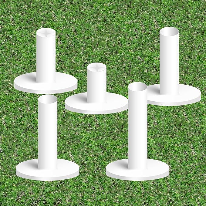 FINGER TEN Golf Rubber Tee Driving Range Value 5 Pack for Indoor Outdoor Practice Mat, Tee Adaptor Size 1.5’’ 2.0’’White Black Tee Holder Set for Hitting Mats