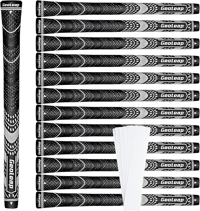 Geoleap Golf Grips Set of 13- Grips with Tapes and with All Repair Kits for Choice,Hybrid Golf Club Grips,Standard/Midsize,All Weather Contral, High Feedback & Traction.