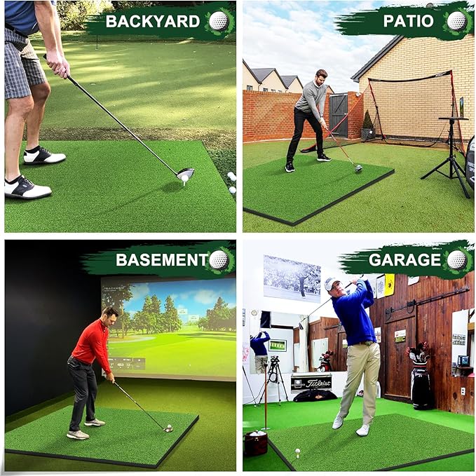 LIBERRWAY Thicken Golf Mat, 5x4ft Practice Turf, Indoor/Outdoor, Training Aid with 9 Golf Balls