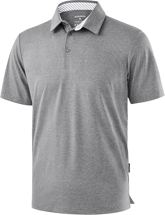 Golf Shirts Heather Polo Short Sleeve Dry Fit Lightweight Moisture Wicking Collared Shirts Casual Athletic Business