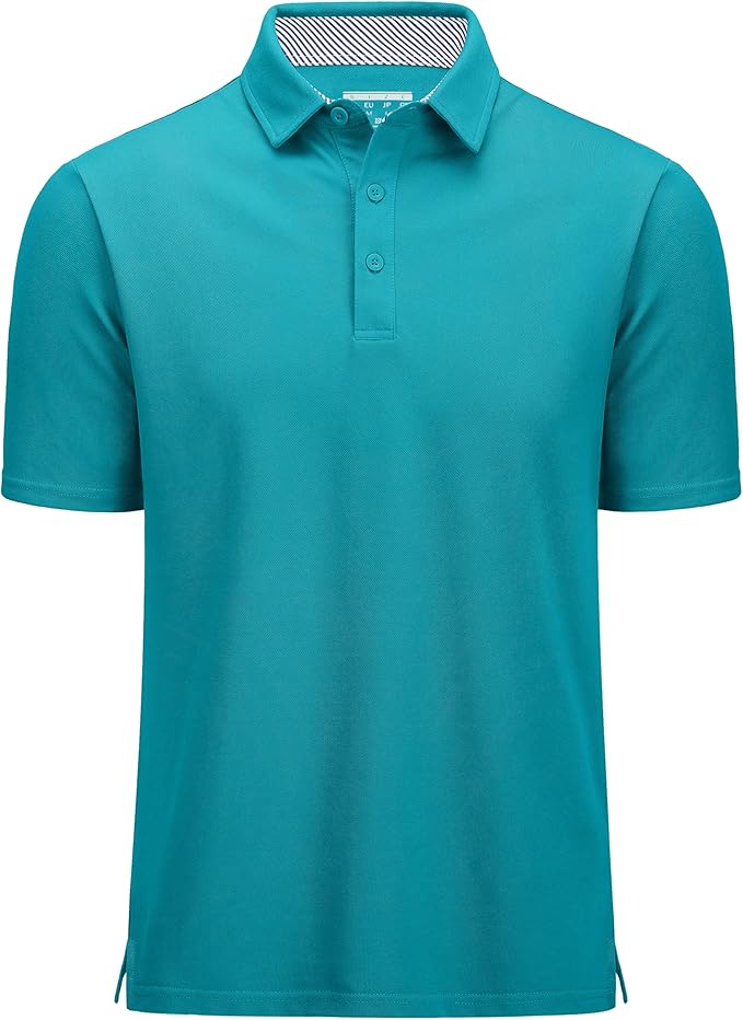 MAGCOMSEN Men's Polo Shirts Short Sleeve Cotton Pique 3 Button Classic Fit Casual T-Shirt Performance Golf Shirts