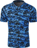 TAPULCO Mens Collarless Golf Shirts Short Sleeve Dry Fit Stretch Casual Breathable Lightweight Tshirts