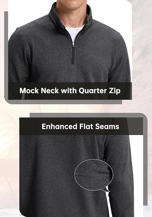 G Gradual Quarter Zip Pullover for Men Fleece Lined Sweatshirt Long Sleeve Winter Golf Shirt Mock Neck Polo Running Sweater