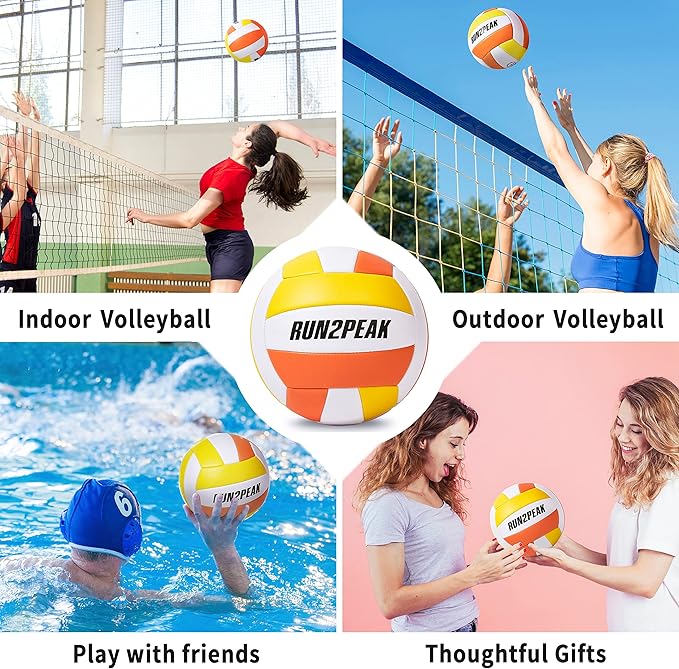 Soft Touch Volleyball Ball Gifts for Teen Girls Kids Youth Team Beginners Durable Volleyballs for Outdoor Indoor Beach Pool Water Play Official Size 5 Training Practice Volley Ball
