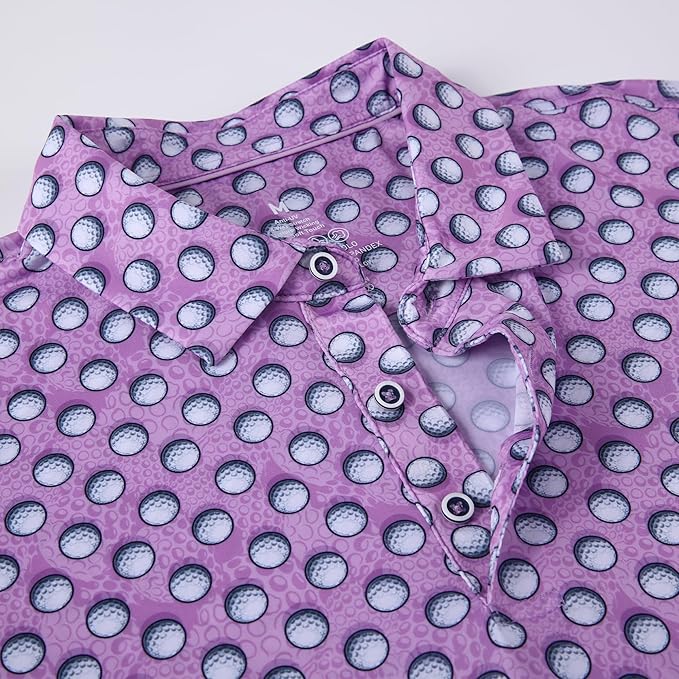 Esabel.C Golf Shirts for Men Dry Fit Performance Short Sleeve Print Moisture Wicking Collared Shirt