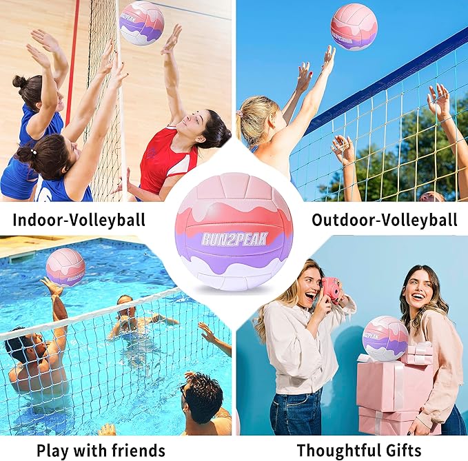 Soft Touch Volleyball Ball Gifts for Teen Girls Kids Youth Team Beginners Durable Volleyballs for Outdoor Indoor Beach Pool Water Play Official Size 5 Training Practice Volley Ball
