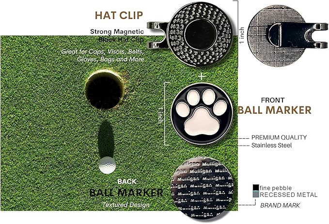 Mulligan Hooligan Golf Ball Marker + Magnetic Hat Clip, Funny and Unique Golf Gift, Premium Quality, The Perfect for Your Favorite Golfer, Golf Accessories for Any Occasions